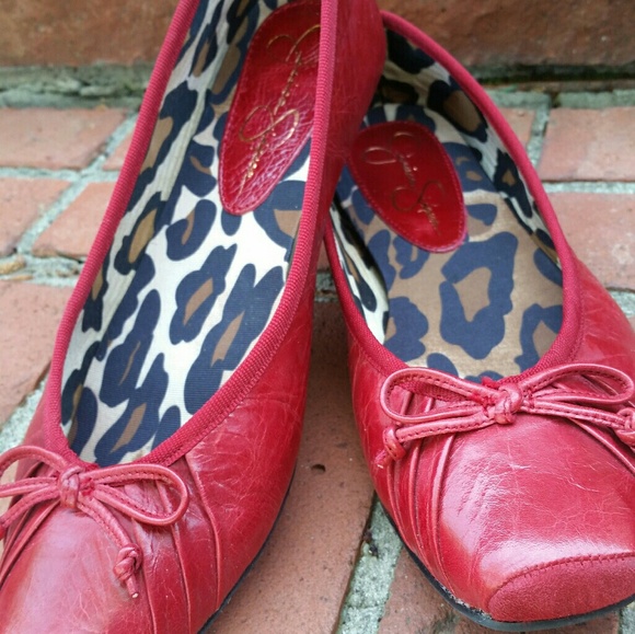 Jessica Simpson Shoes - Jessica Simpson Red Leather Ballet Flats 7B